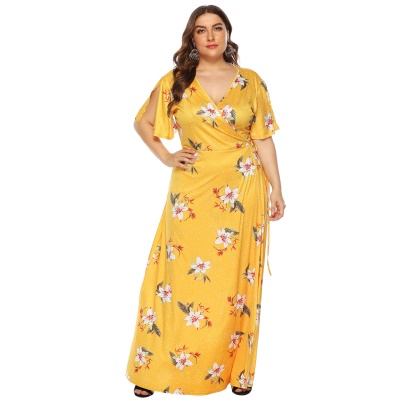 Robe femme imprimé fleuri en V profond straps