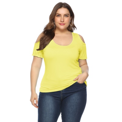 Top femme grande taille col rond épaules nues