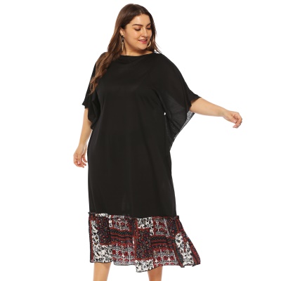Robe à bretelles grande taille manches chauve-souris