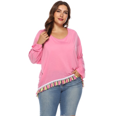 Tops femme grande taille avec des franges colorées
