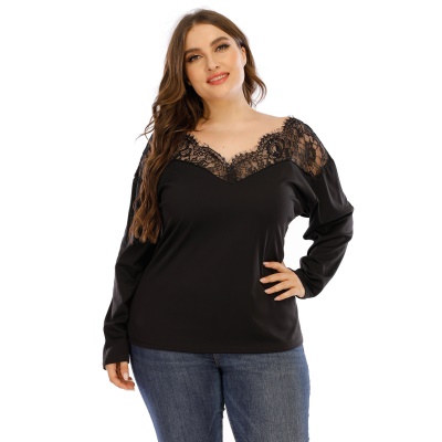 Haut dame dentelle patchwork dos nu profond V