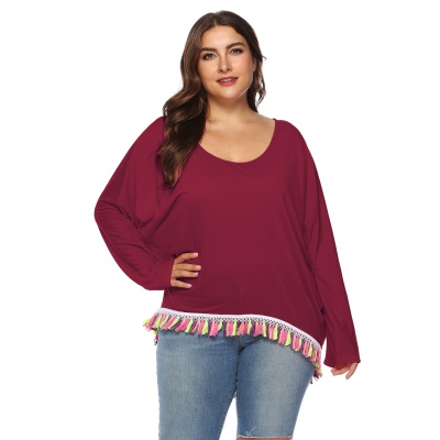 Tops femme grande taille avec des franges colorées