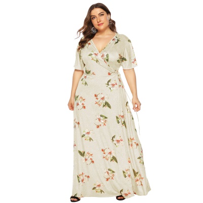 Robe femme imprimé fleuri en V profond straps