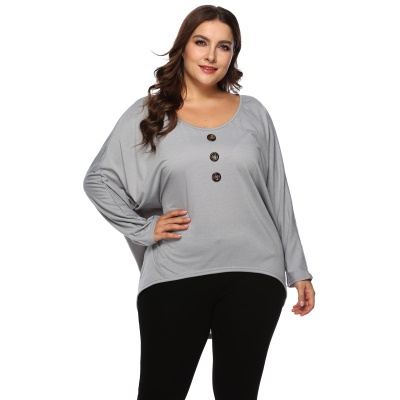 Sweat femme manches chauve-souris amples boutons torsadés décoration