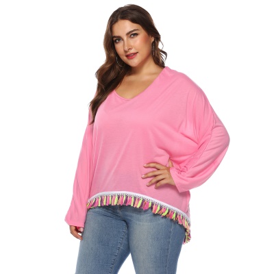 Tops femme grande taille avec des franges colorées