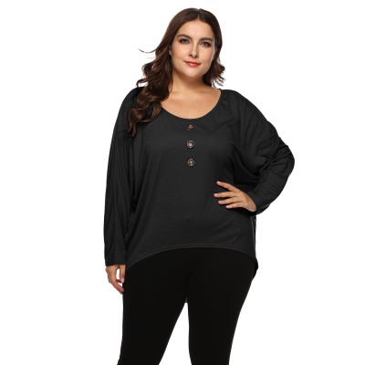 Sweat femme manches chauve-souris amples boutons torsadés décoration