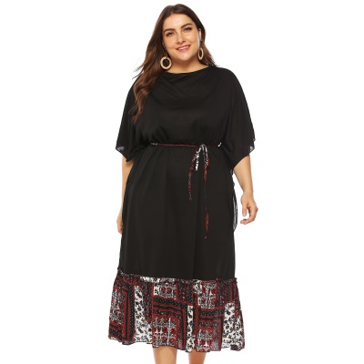 Robe à bretelles grande taille manches chauve-souris