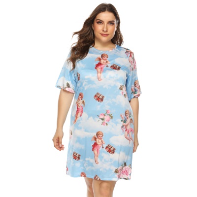 Robe manches courtes grande taille pour femmes