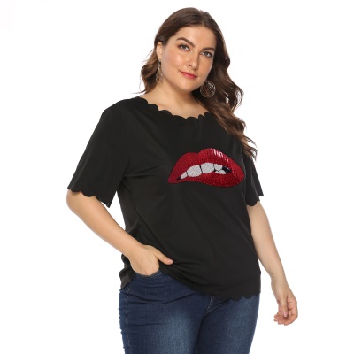 Top Femme haut lèvres autocollant bord ondulé