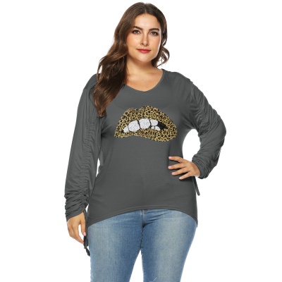 Top femme col V paillettes broderie manches réglables
