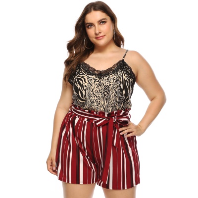 Tops à bretelles pour  femme motif léopard dentelle patchwork bretelles