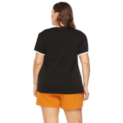 Top femme large grande taille dentelle col rond