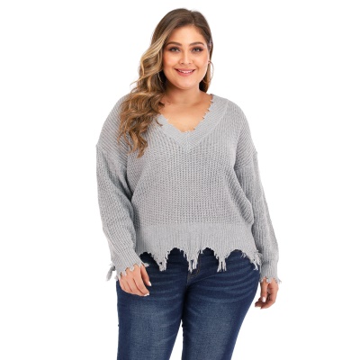 Top femme col V à longue manches patchwork bord