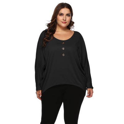 Sweat femme manches chauve-souris amples boutons torsadés décoration