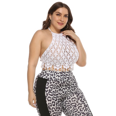 Tops femme franges patchwork bandoulière ajourée