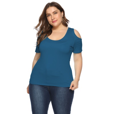 Top femme grande taille col rond épaules nues