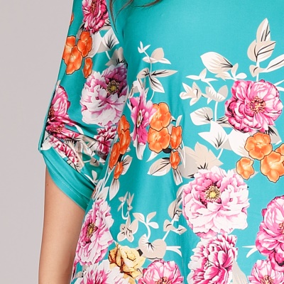 Top femme fleur de pivoine imprimé  manches longues