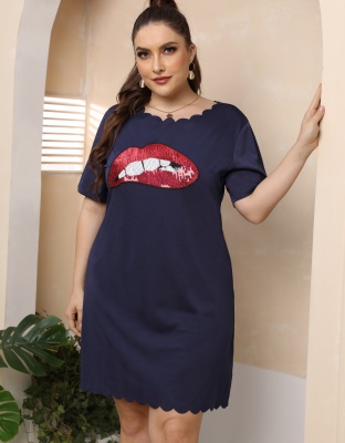 Robe à bord ondulé pour femmes de grande taille