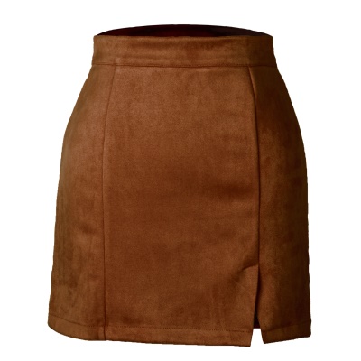 Jupe courte en daim pour femmes avec hanches et taille haute