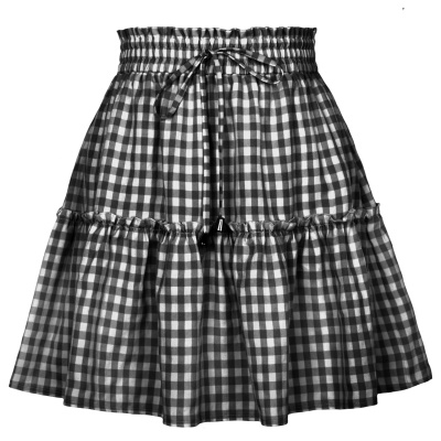 Jupe courte femme à carreaux taille haute élastique