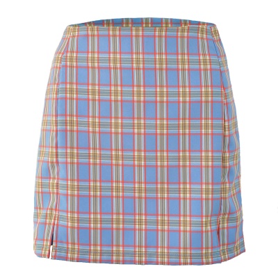 Jupe femme taille haute tartan fente
