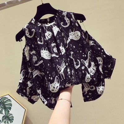 Robe en mousseline à manches courtes sans épaules pour femmes de grande taille