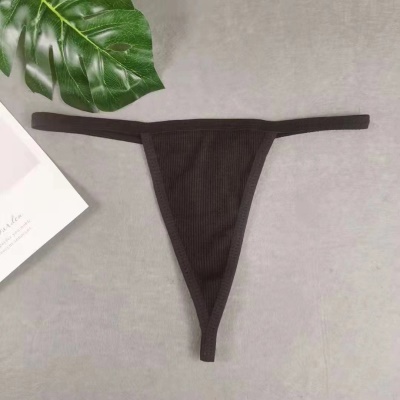 String pour femmes en coton de couleur unie