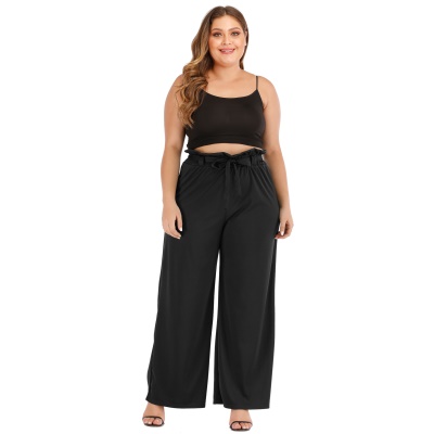 Ladies pantalons sangles arc lâche droit