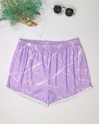 Shorts pour femmes attachés à la teinture imprimé en soie