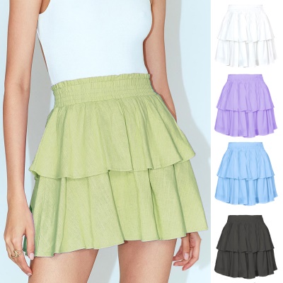 Jupe courte femme élastique double couche