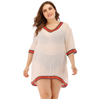 Top femme col V lâche main crochet couleur patchwork