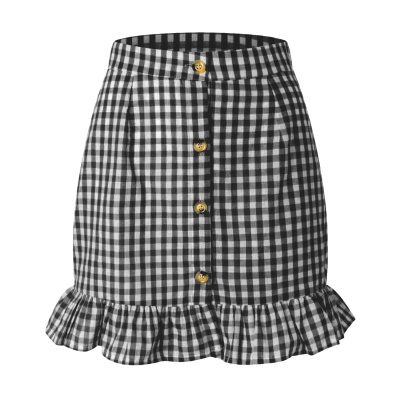Jupe courte à carreaux pour femme taille haute