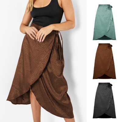 Jupe longue pour femme à lacets taille haute