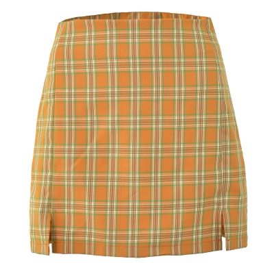 Jupe femme taille haute tartan fente