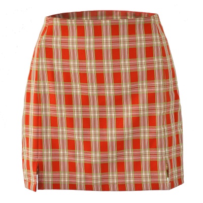 Jupe femme taille haute tartan fente