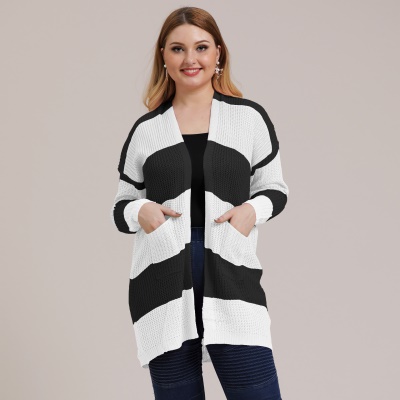 Pull pour femme manteau coloré rayé cardigan tissé