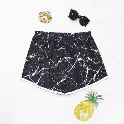 Shorts pour femmes attachés à la teinture imprimé en soie