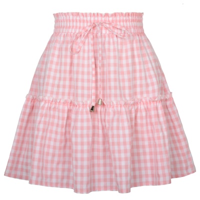 Jupe courte femme à carreaux taille haute élastique