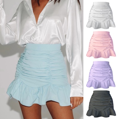 Jupe courte élastique taille haute pour femme