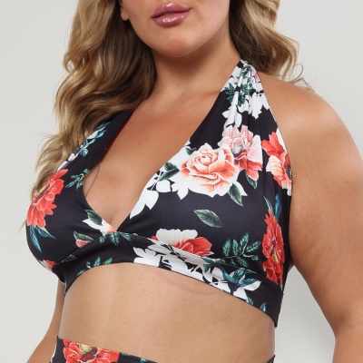 Deux pièces de vêtements pour femmes imprimé floral bandoulière latérale
