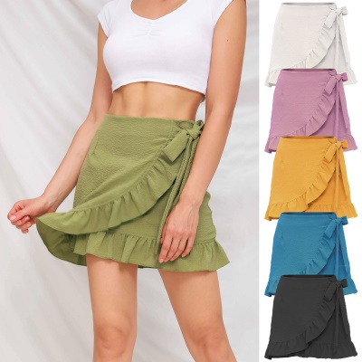 Jupe courte zippée pour femme à carreaux