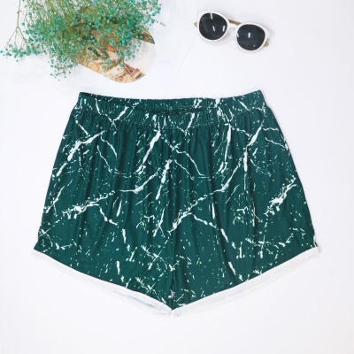 Shorts pour femmes attachés à la teinture imprimé en soie