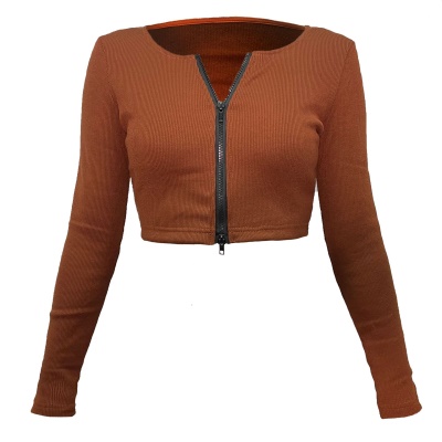Top femme Slim Fit zippé manches longues
