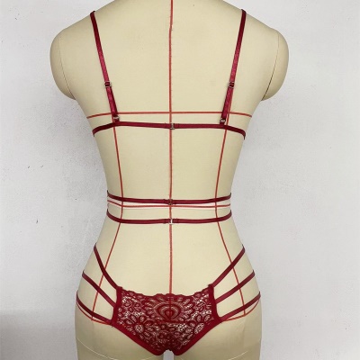 Lingerie érotique pour femmes 3 points croisé strap dentelle