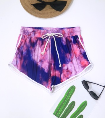 Shorts pour femmes avec cordon de serrage teint taille élastique