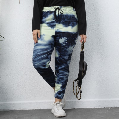 Pantalon dame tie-dye imprimé en fil de lait tricoté