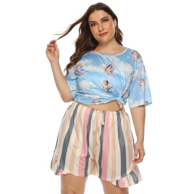 Shorts pour femmes rayures couleur cordon sangle