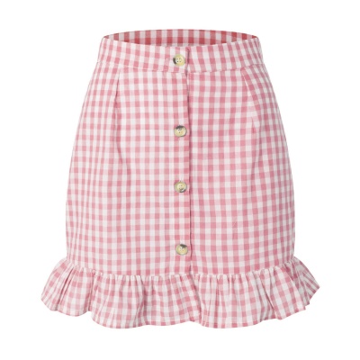 Jupe courte à carreaux pour femme taille haute