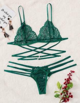 Lingerie érotique pour femmes 3 points croisé strap dentelle
