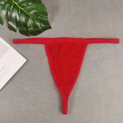 String pour femmes en coton de couleur unie
